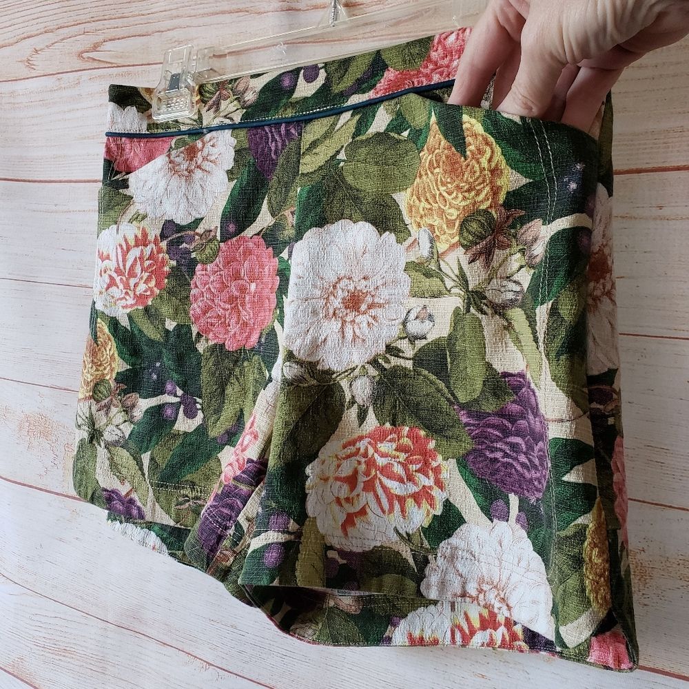 Elevenses Anthropologie Floral Print Cotton Blend Shorts - Picture 6 of 12